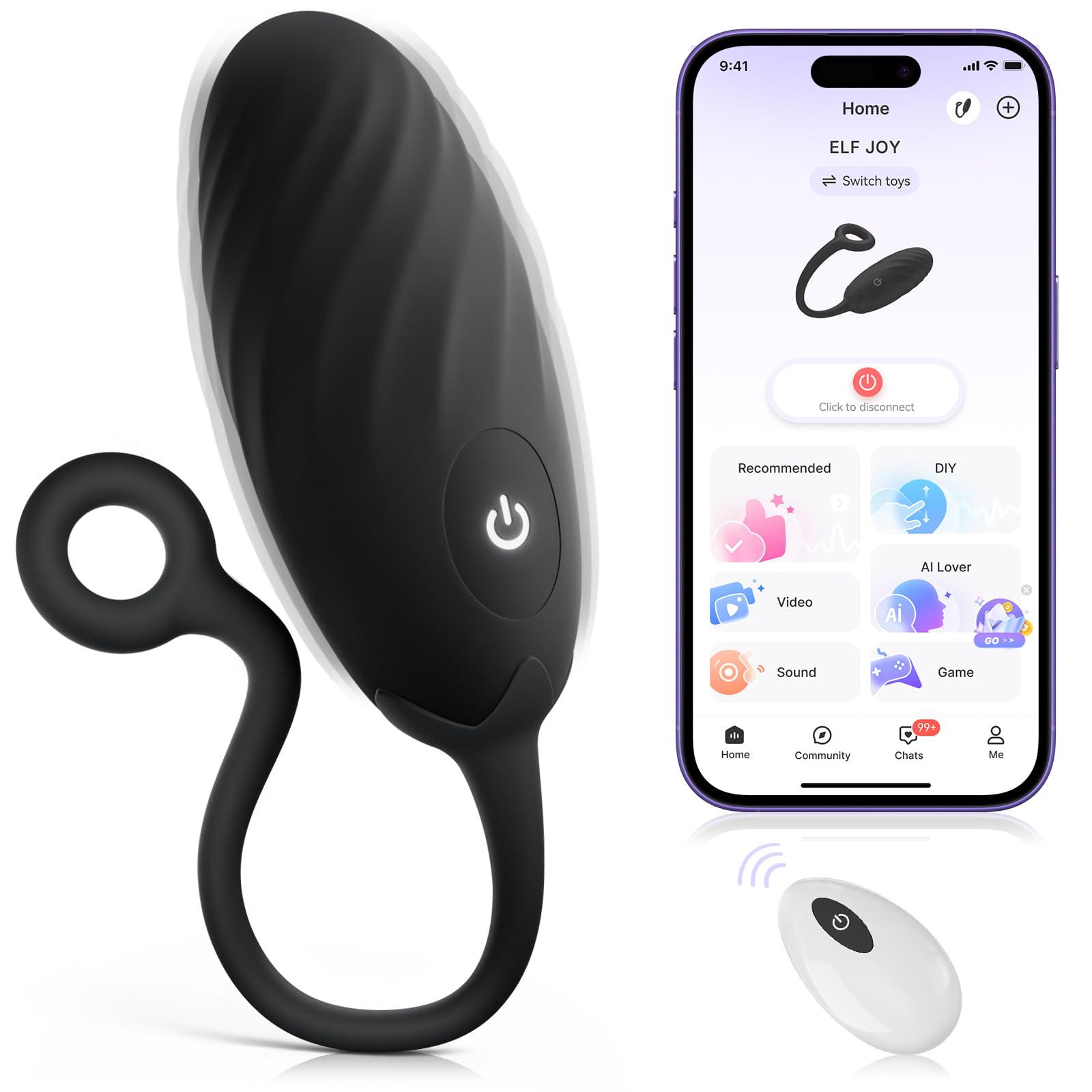 Sexytoysys Coppia Ovetto Vibrante Donna Telecomando, Vibratoreper Donna Punto G Squirting Modalità AI-Sync Wireless Sex Toys Giochi Erotiici per Coppia