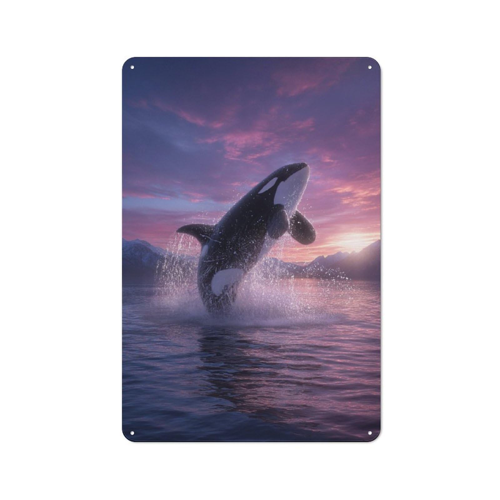 Junmoney Orca Sunset Leap Retro Metal Wall Decor 30X20cm, Tin Wall Sign For Home, Shop, Pub Or Studio Wall, Personal Accent For Everyday Walls