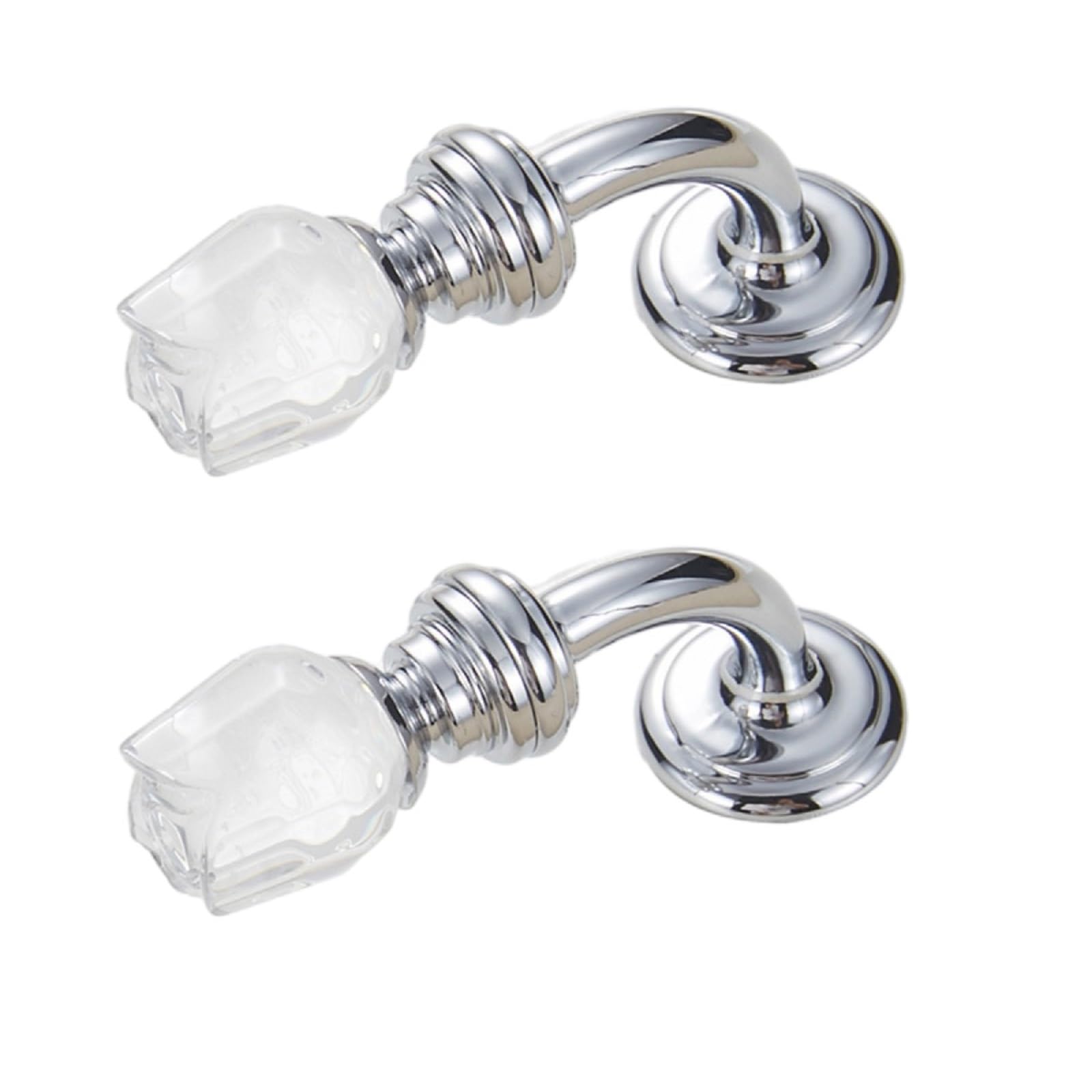 Kfgisd Bright Chrome 2Pcs Bedroom Drawer Handles Single And Double Hole Multi-Color Glass Crystal Rose Knob Handle,Crystal Handles(,Single Hole)