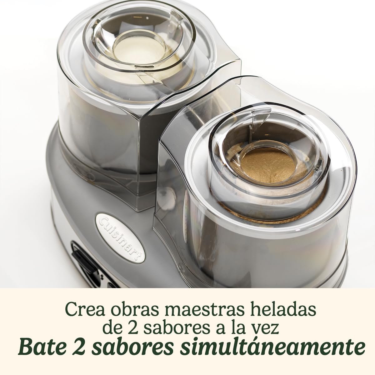 Cuisinart ICE40BCE Heladera Doble 2 L, Dos sabores al Mismo Tiempo, Helados cremosos, Sorbetes y Yogur Helado en Solo 25 Minutos, Automático, 50 W, 2 litros, Acero Inoxidable