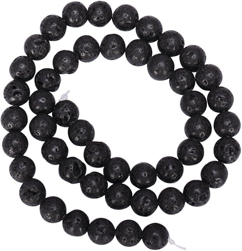 Miniatura 4 de Adabele GY18-6 - 2 hebras de piedras preciosas curativas de roca volcánica negra natural de lava volcánica de 0.236 pulgadas, cuentas de piedra