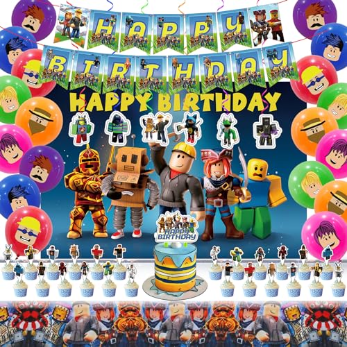 Birthday Party Supplies, Party Decorations Include Happy Birthday Banner, Backdrop, Tablecloth, Cake Toppers, Cupcake Toppers, Latex Balloons, Hanging Swirls, Balloons