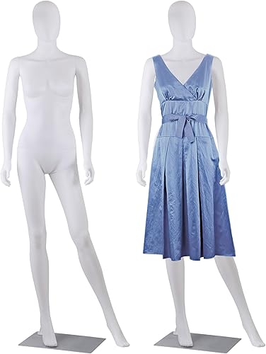 Miniatura 12 de HomGarden Maniquí femenino maniquí cuerpo completo vestido forma, 69" maniquí ajustable soporte costura vestido modelo pantalla cabeza gira vestido