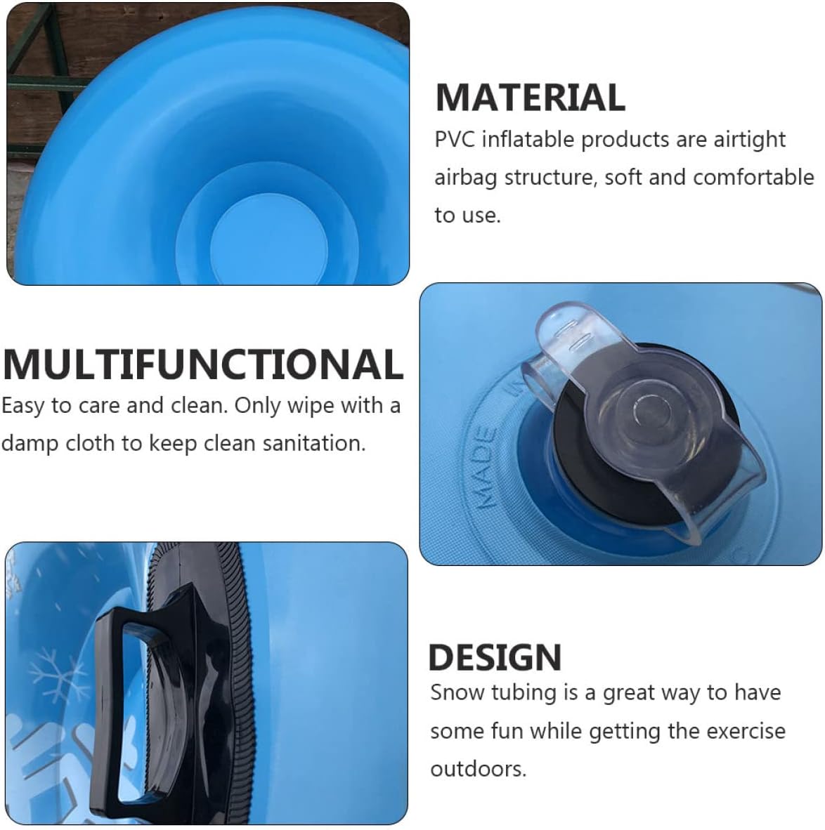 Milisten 1pc Thickened PVC Inflatable Snow Tube Heavy Duty Snow Sled for Outdoor Fun and Family Activities Cold-Resistant Design for Sports