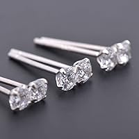 Vista 5 de Pendientes de tuerca de 3 mm con circonita cúbica pequeña y diamantes de plata de ley para perforación