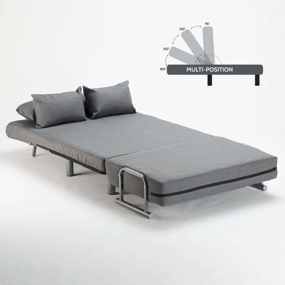Produce Shop Divano Poltrona Letto Piazza e Mezza Pieghevole Tessuto Deborah Twin - Grigio