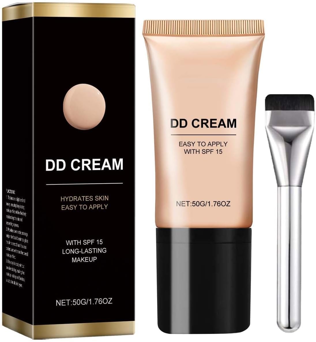 DD Cream - Crema DD de corrección de color de cobertura total - Corrector corrector de color con pincel - Corrector en crema Maquillaje de cobertura completa (Natural, 50g)