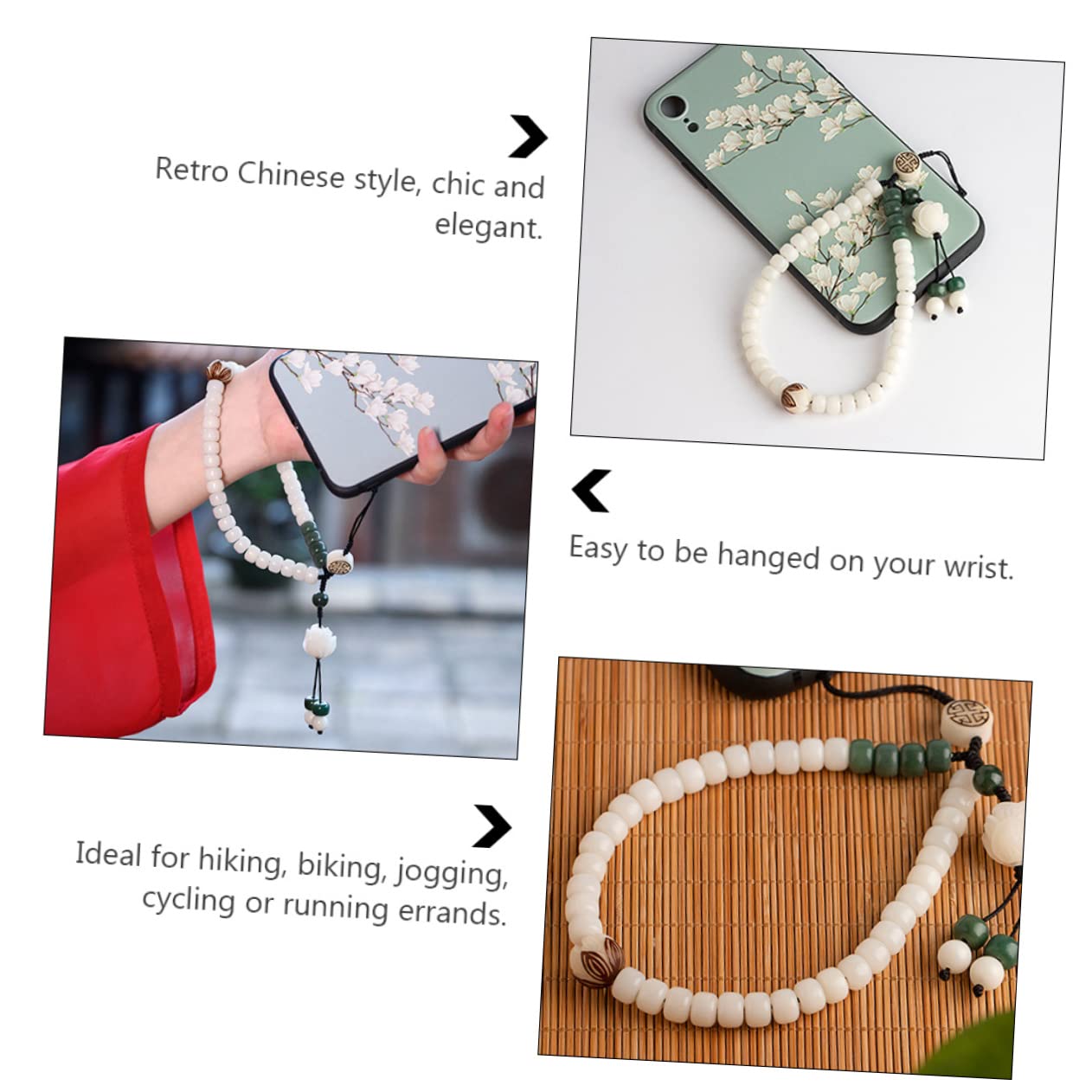 Artibetter 3piezas Cadena De Teléfono Móvil De Jade Colgante Desmontable Cuerda Decorativa Estilo Chino Correa Para Mantener Tu Móvil Seguro y Accesible