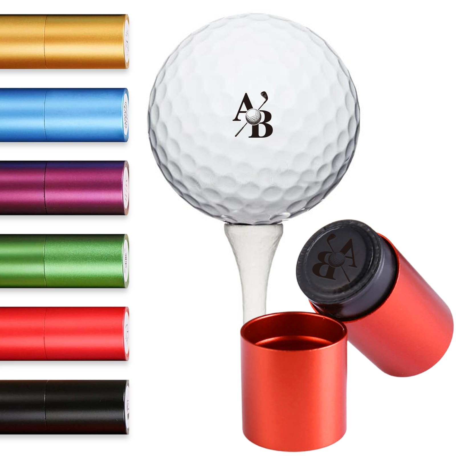 Terwex Custom Golf Ball Stamp - Personalized Golf Ball Marker Stamp, Waterproof Ink Customized Golf Balls Stamps with Your Logo, Golf Ball Stamper, Golf Accessories Golfer Dad Father Golf Gifts(Red)