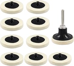 2 Inch Compressed Wool Polishing Buffing Pads, 10 Pcs Wool Buffing Pad with 2" Disc Pad Holder for Polishing and Buffing