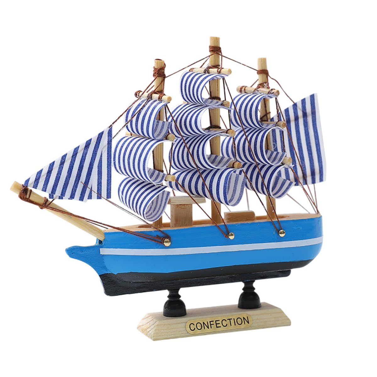 KARLOR Wooden Lighthouse Model, Blue Lighthouse Decoration with Steering Wheel and Shells, Maritime Lighthouse Ornaments Ocean Decoration Home Office Table Decor Mediterranean Gift（Lighthouse）