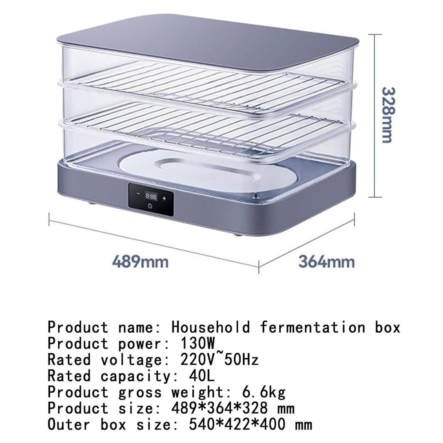 Electric Dough Proofer Machine for Home Use, 40L Bread Proofing Box, 20~45°C Temperature and 1min-24h Timing, Automatic Humidity Control, Fermentation Evenly, for Home Use