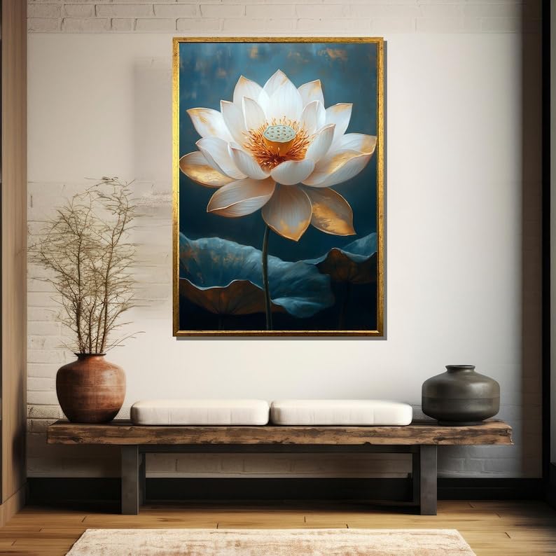 Décoration intérieure zen avec tableau fleurs blanches 50x70 - 2
