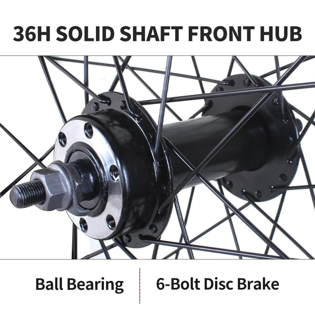 20/24/26 Zoll X 4,0"-4,9'' Fat Bike Vorderrad 36H Felge Vollwelle