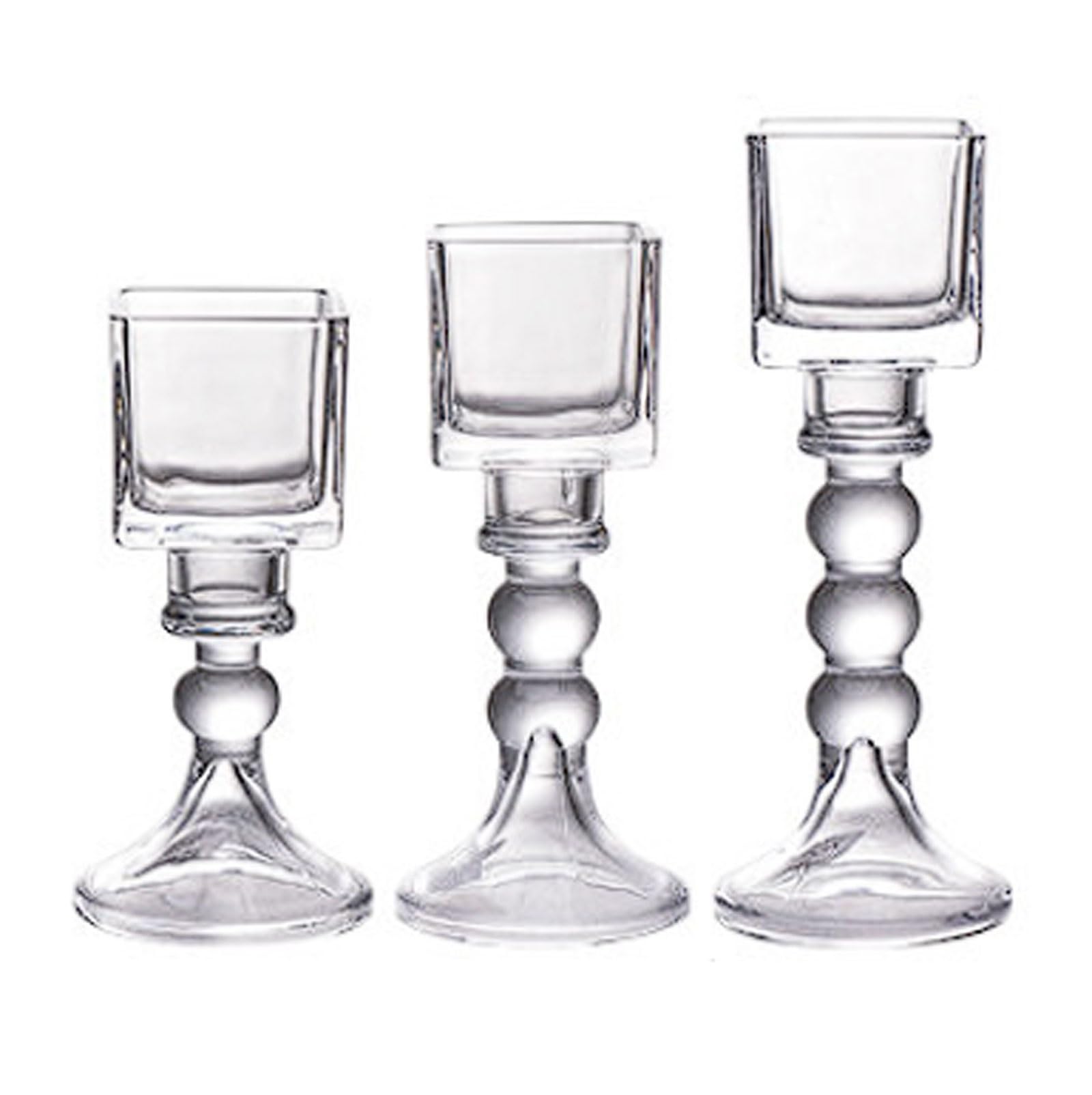 Ensemble de 3 bougeoirs en Verre Cristal, Compartiment à Bougies carrés, Design Romantique, pièce maîtresse Table, décoration d'intérieur