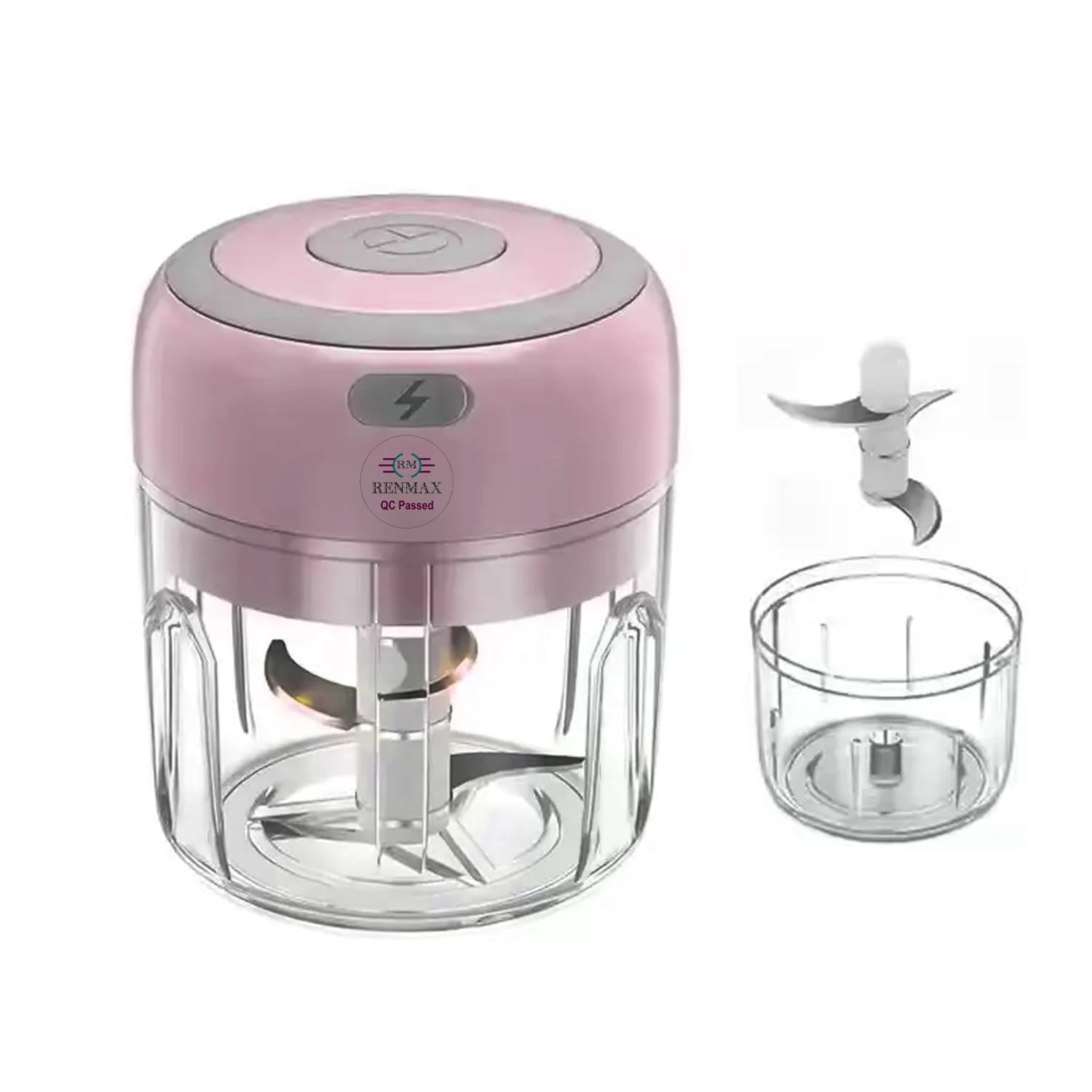RENMAX Electric Vegetable Chopper, Rechargeable Mini Food Processor, Pink, with Magnetic Safety Sensor-picture-27