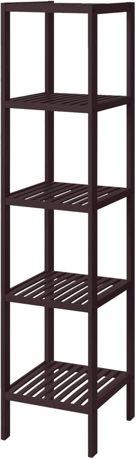Brown Bamboo 5-Tier Freestanding Storage Shelf for Kids