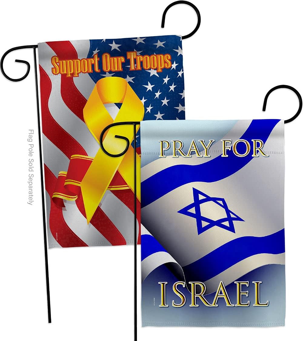 Pray for Israel Flag Bandera de Israeli Support Our Troops Banner Pack Wall Art Flag Room Indoor Outdoor Tapestry Yard Grave Cemetery Signs Grandma Gifts Backyard Decor Jewish Decorations Made in USA
