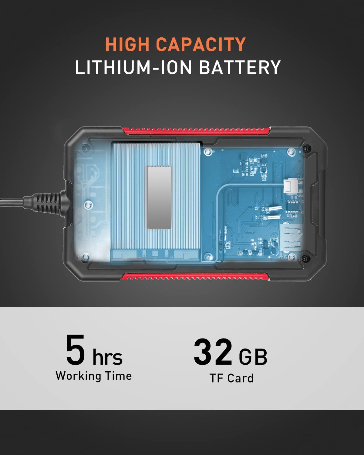 Suреr Bіg Clеаrаnсе! AUTOGEN Industrial Endoscope，Borescope Camera 1080P HD 4.3inch LCD High Capicty Battery Handheld Inspection Camera with Light 8 LED and 32GB TF Card Digital Video Recording IP67 Waterproof (16.4FT)