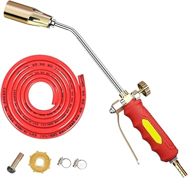 Propane Torch Weed Burner Kit, Portable Weed Flame Torch, 4ft/6.6ft/16.4ft Hose Ergonomic Handle Multifunctional Flamethrower with Flame Control for Weeds, Garden Nozzle Diameter 1.2in, 6.6Ft Tube