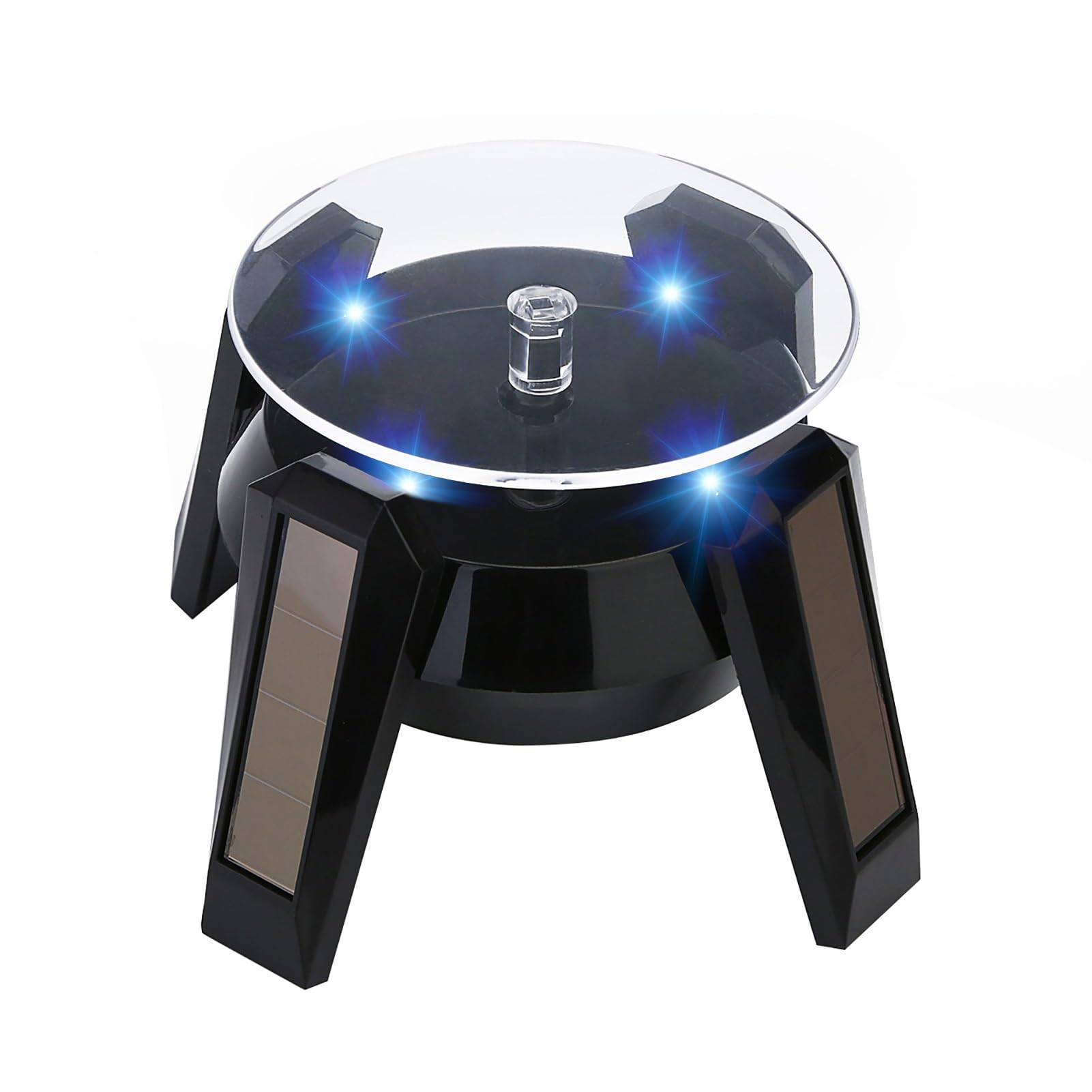 Ulafbwur Black Jewellery Holder Organizer Airship Ufo Rotating Display Stand 360 Degrees Solar Dual Use Automatic Turntable For Showcase Display Turntable Electric Rotating Display Stand