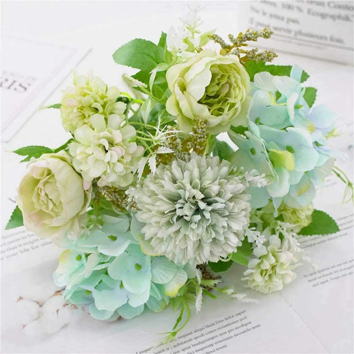 Hortensia artificiel en soie vert pour bouquet de mariée et table