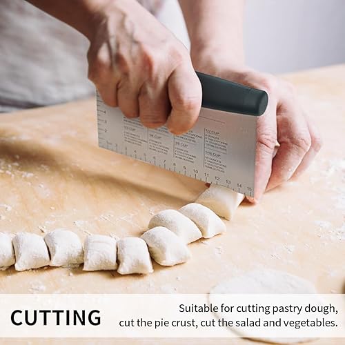 Miniatura 5 de Rascador y picador de banco de masa de acero inoxidable, cortador de pastelería para cocina (1 paquete, negro)