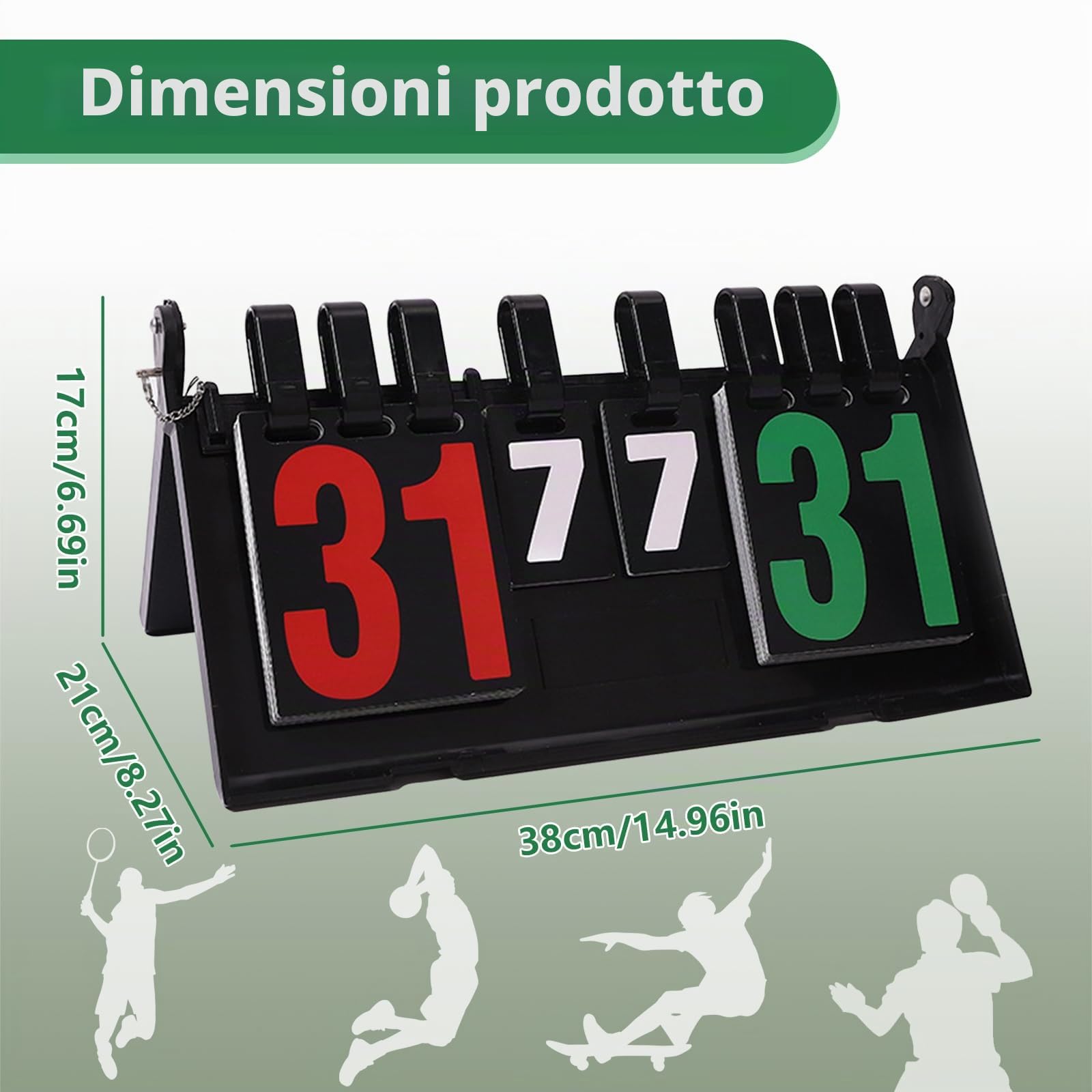Tabellone Segnapunti, Tabellone Sportivo Portatile a Fogli, Display Punteggio 0-99 a Ribalta per Competizioni di Pallacanestro, Badminton, Tennistavolo, Pallavolo, Baseball