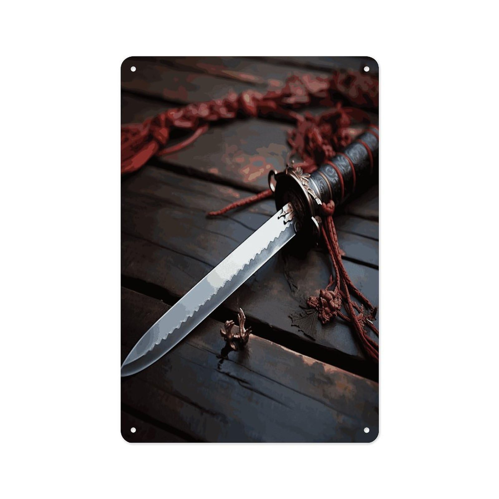 Fekiloot Style Japan Samurai Sword Wall Decor Metal Signs Tin Signs Poster