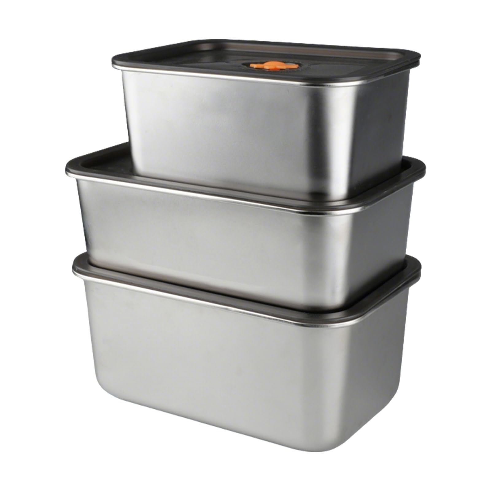 3Pcs Boites Alimentaires en Inox Bac Alimentaire avec Couvercle | Boite Congélateur Réutilisables Empilables pour Réfrigérateur, Restaurant, Cuisine (3000ml+4500ml+5500ml)