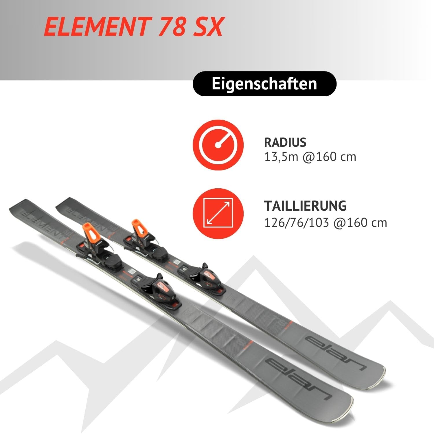 Elan Element 78 SX Early Rise Rocker Skis alpins de carving avec fixation EL10.0 GW Z3-10 Allround Carver Convient pour les conducteurs avancés et bons