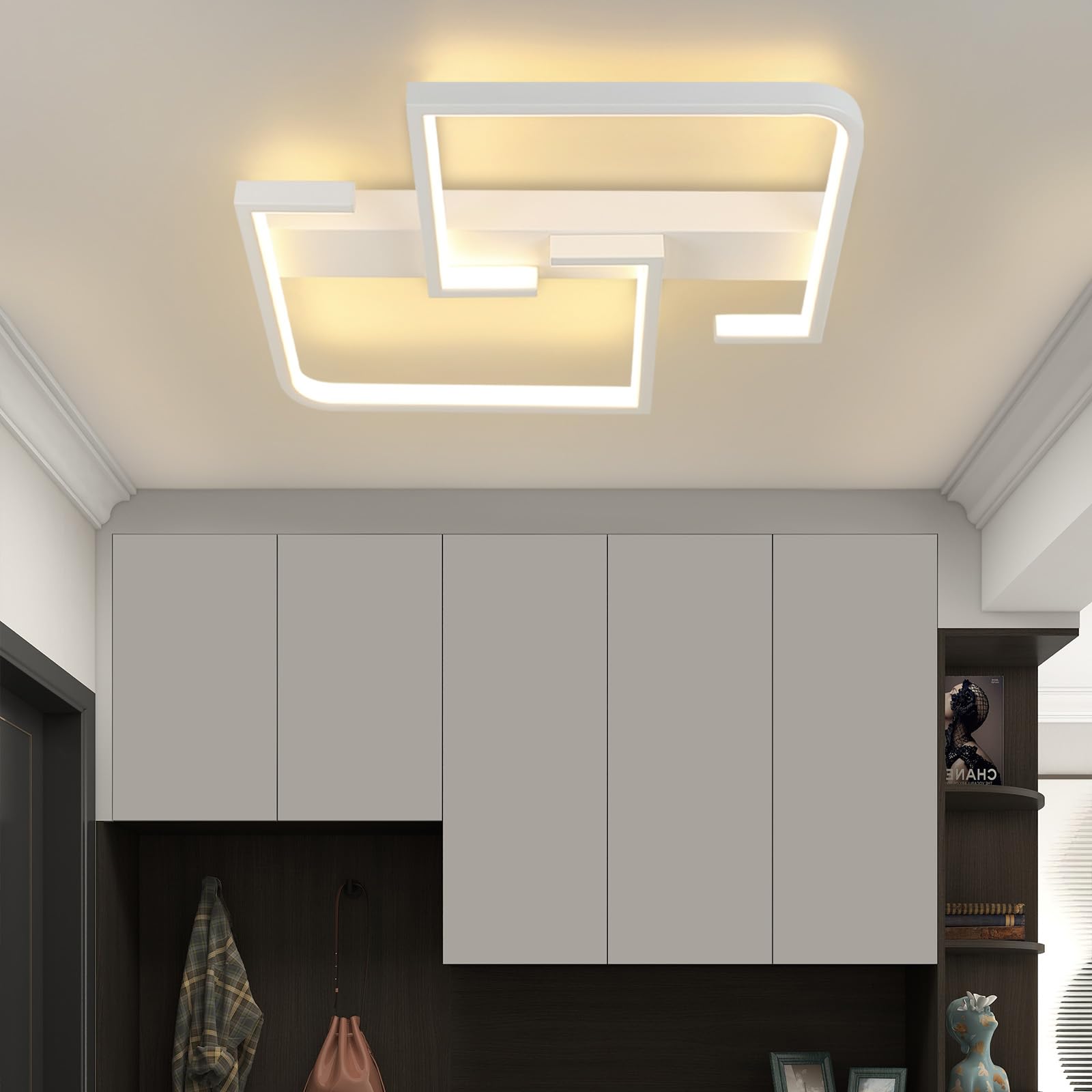 CBJKTX Deckenlampe LED Deckenleuchte Modern - Warmweiß Küchenlampe 19W 3000K Flurlampe Weiß Metall Design Klein Schlafzimmerlampe für Innen Flur Schlafzimmer Küche Wohnzimmer Studio