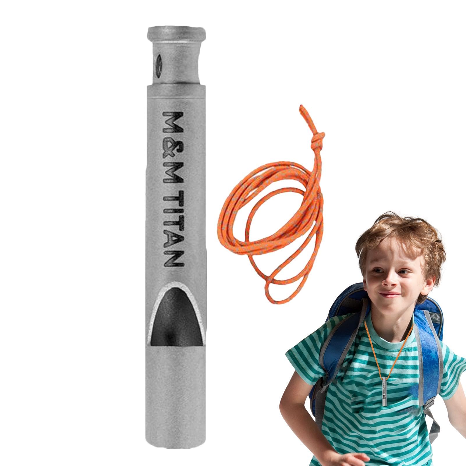 Sifflet De Survie En Titane Haut Décibels Avec Cordon - Randonnée Outdoor, Neuf