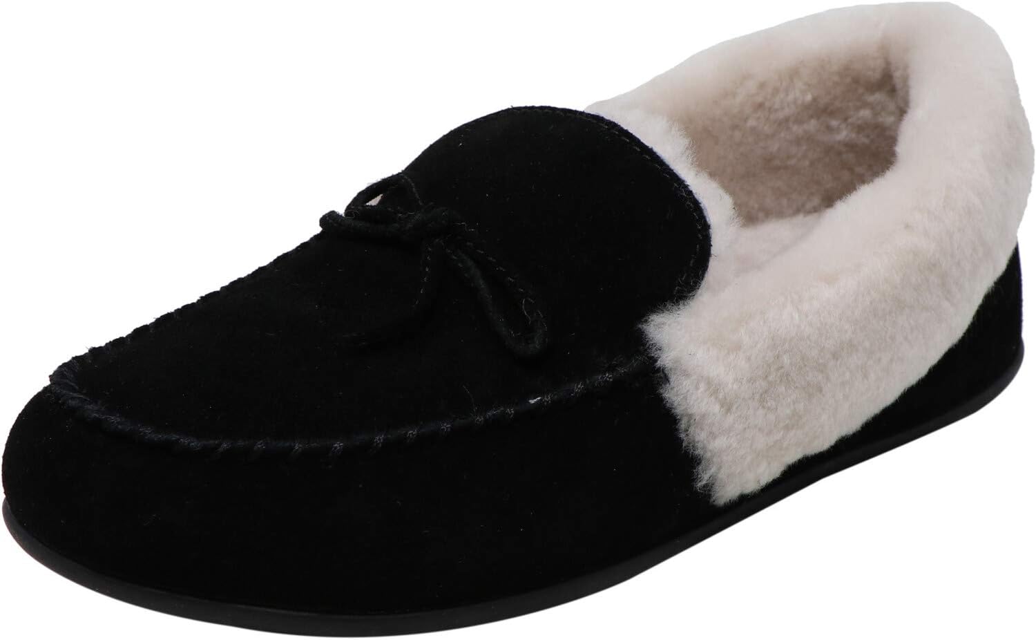 FitFlop Womens Clara Glimmerwool Moccasin Slipper Shoes, Black, US 6