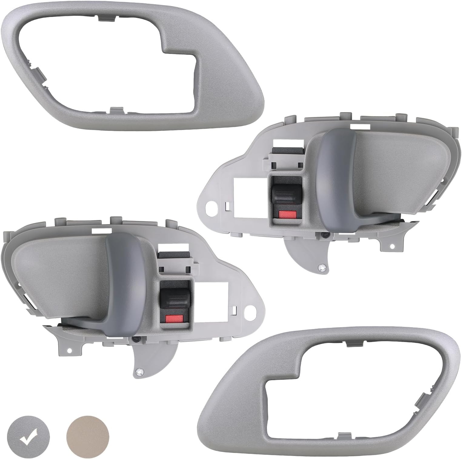 APPERFiT Interior Door Handle w/Bezel Kit (Gray) Compatible with 1995-2002 Chevy Chevrolet GMC Truck C1500 C2500 C3500 K1500 K2500 K3500 Suburban Tahoe Yukon Replaces 15708043 15708044