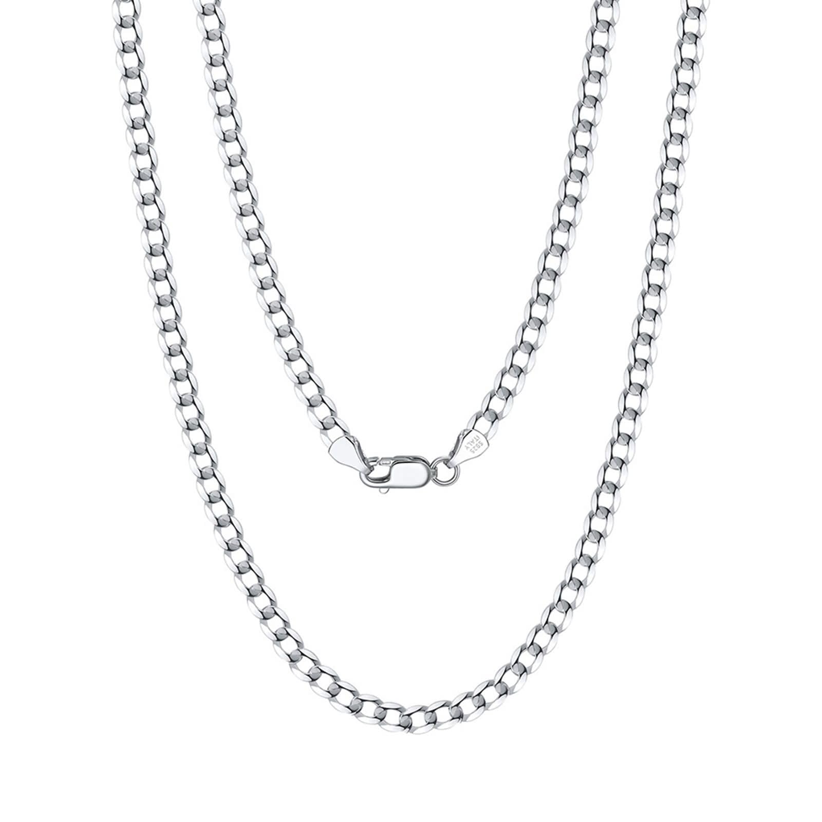 Colgantes de Plata de Hombre y Mujer,Colgantes Plata de Ley Cadena Mujer 5MM Cadena de Curb 40-60CM Collar Colgante Plata