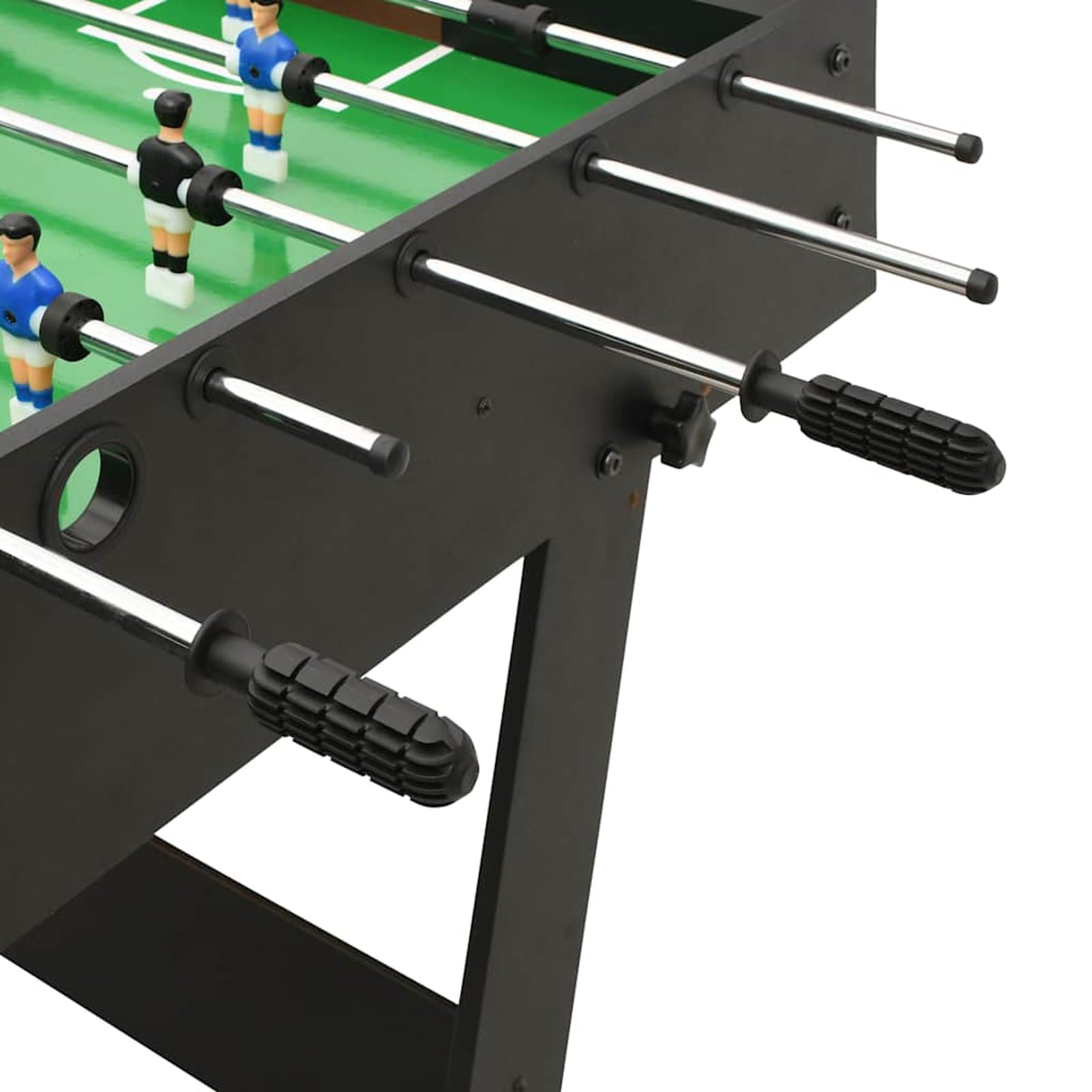 Calcio Balilla Pieghevole Robusto Antiscivolo con Palline Aste Scorrevoli Tavolo Calcetto Biliardino Nero 121x61x80 cm in MDF e Acciaio