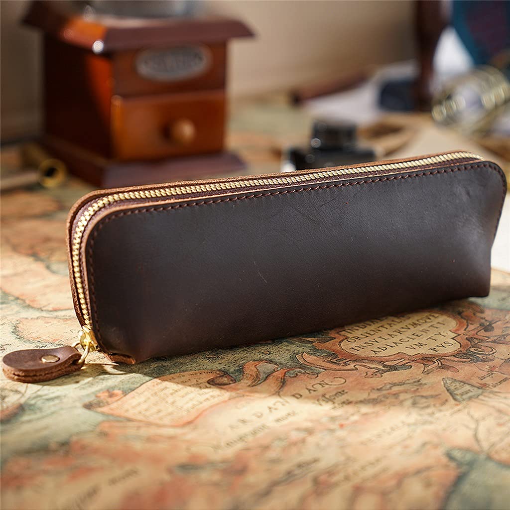 ACiyD Astuccio portamatite in Pelle Bovina retrò Forniture per Ufficio Aziendale (C, 190 x 45 mm) (C 190 x 45 mm)
