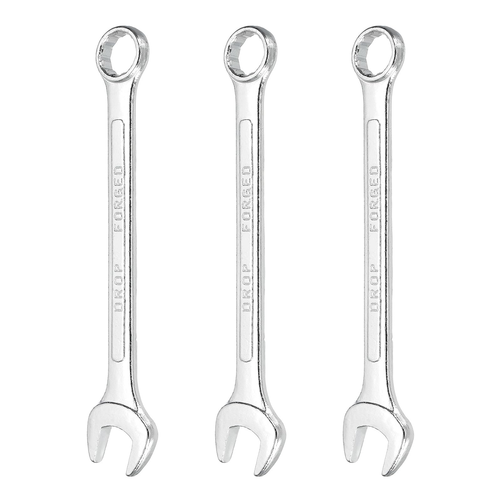 sourcing map 3Pcs Combination Wrench 15mm Metric 12-Point Box and Open End Zinc Plated Steel Double Ended Spanner Tool for Automotive Pipe Furniture Machinery DIY Repair, Silver White