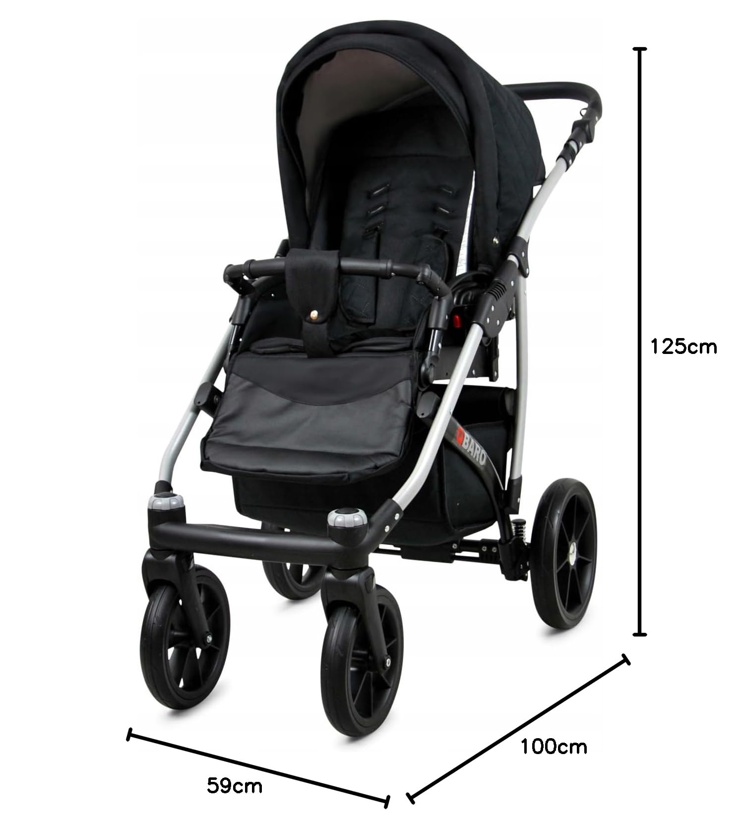 BabyLux® Zestaw wózków dziecięcych 4 w 1 – Qbaro – w zestawie wanienka dla niemowląt, fotelik sportowy, fotelik samochodowy, stacja bazowa ISOFIX – fotelik samochodowy – zestaw wózków dziecięcych