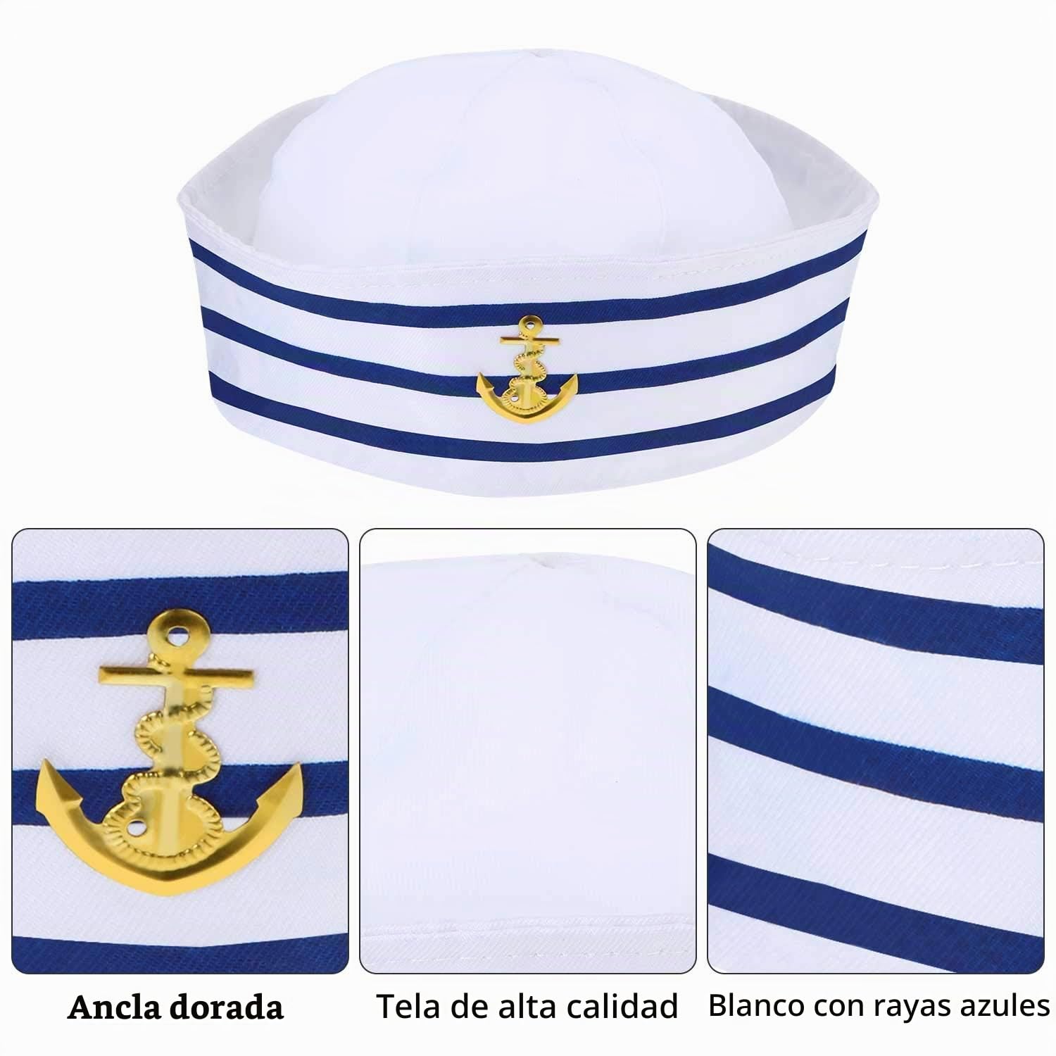 Syhood 12 Piezas Sombreros de Vela de Azul con Blanca Sombrero Marinero Azul Marino para Accesorios de Disfraz, Fiesta de Disfraces (Estilo Delicado)