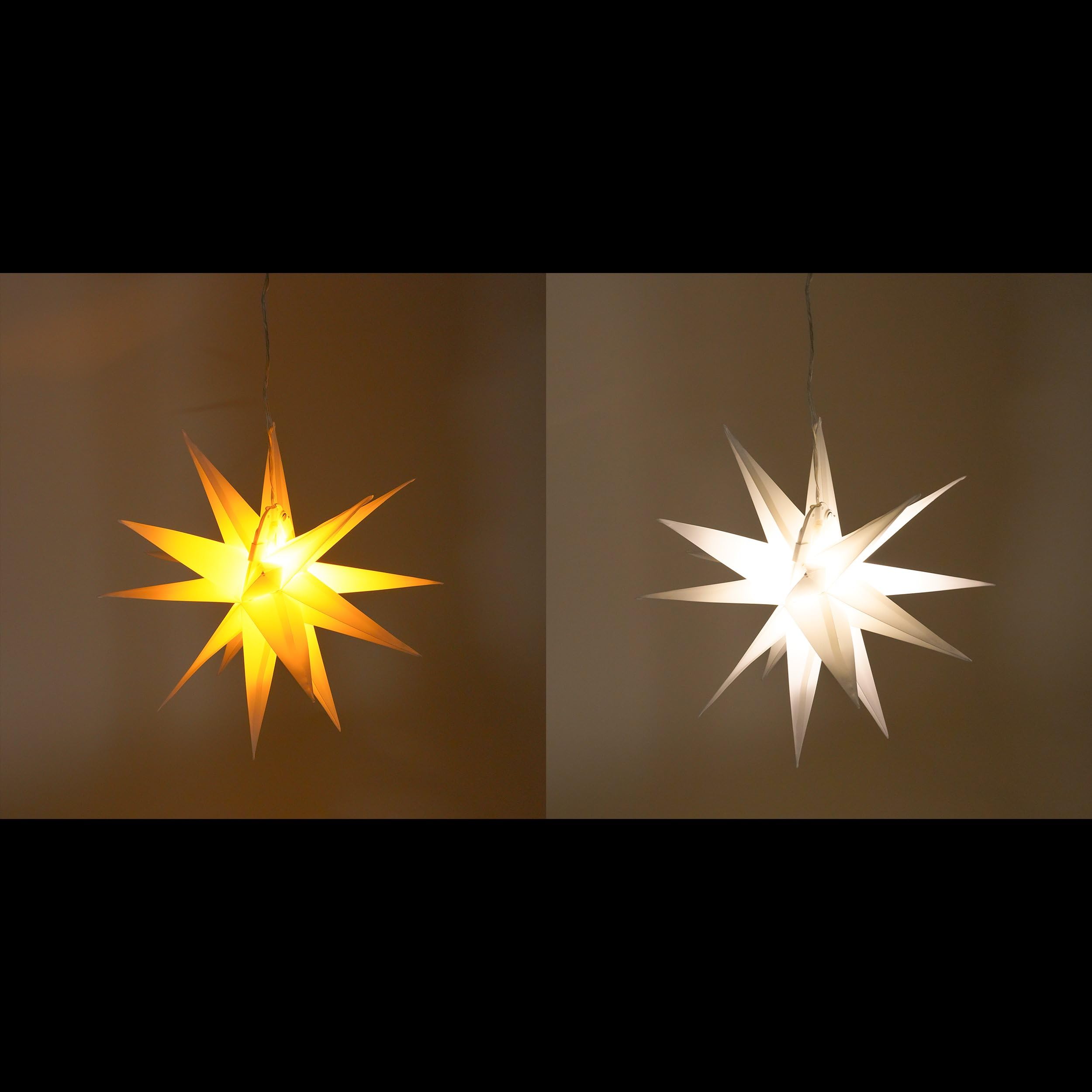 Esotec Solar Weihnachtsstern außen Leuchtstern Outdoor Ø35cm 102573 | Solar Hängeleuchte Ø35cm, 8 LEDs 1800/4000K, bis 10Std., Dauerlicht, 5m Kabel, LiFePO4 Akku wechselbar, Weihnachtsdeko außen