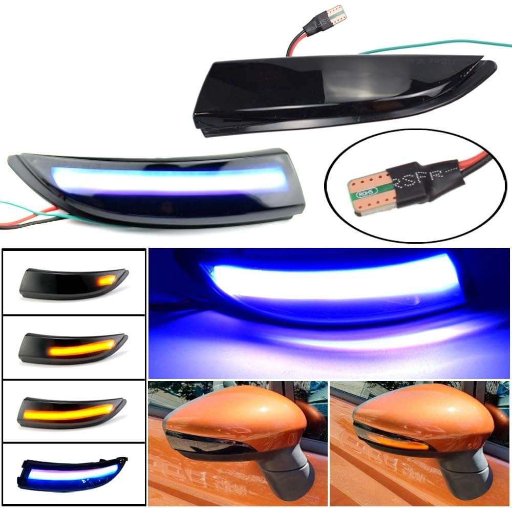 Asasytal LED Dynamische Richtingaanwijzer Lampen, Zijmarkering Sequentiële Knipperlicht Indicator Lamp, 12V 18 LED Fel Amber Geel Compatibel met Ford Fiesta Mk8 2018 2019 2020 PUMA, 2 Stuks