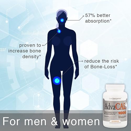 Miniatura 5 de Lane Innovative - AdvaCAL 1000, Suplemento de calcio avanzado, cápsula extra pequeña fácil de tragar, soporta una mayor densidad ósea (50 porciones)