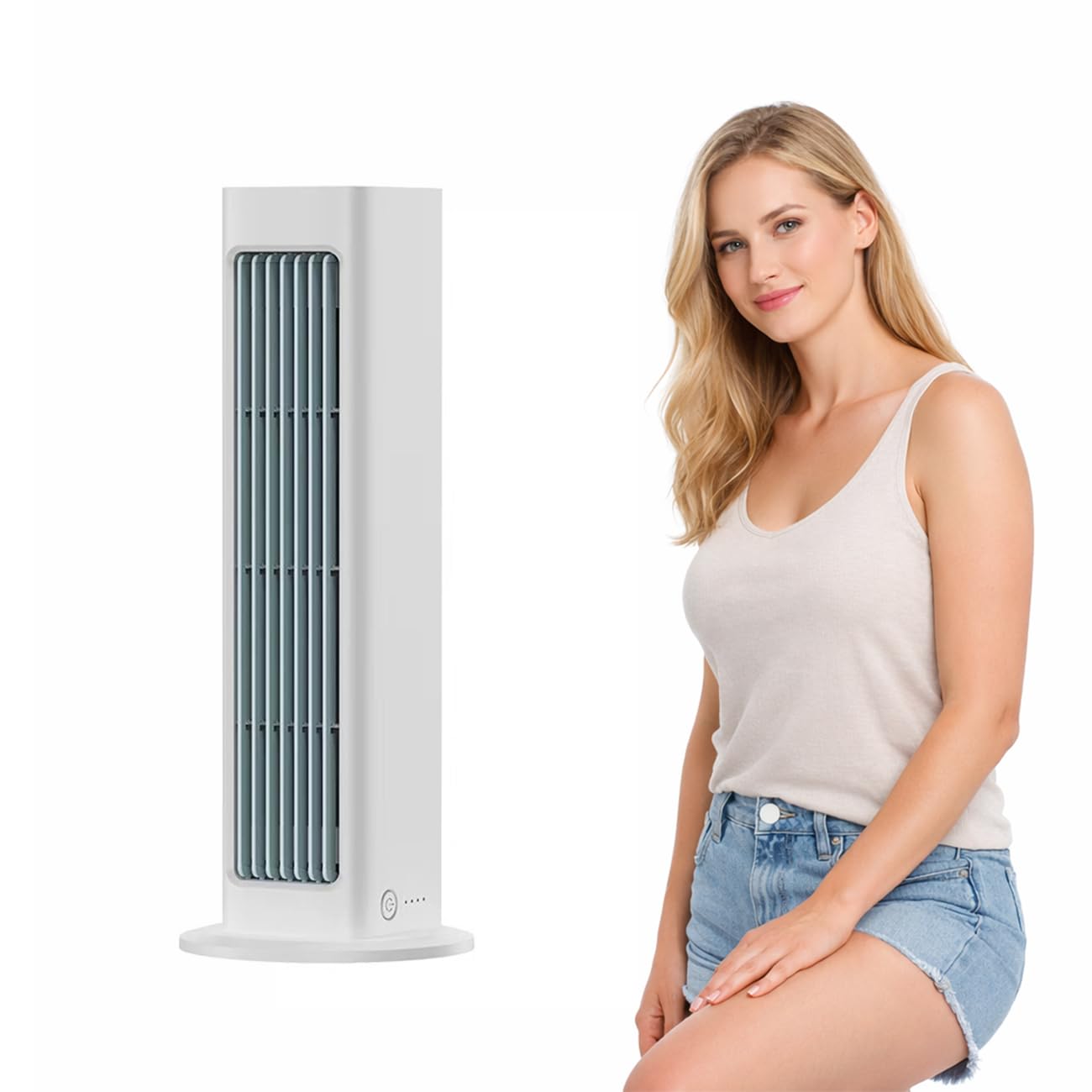 Ventilador sin aspas 2 en 1 vertical y horizontal, oscilación 60°, salida de aire ancha 230 mm, enfriamiento rápido y silencioso, montaje en pared sin perforación, para dormitorio, salón y oficina