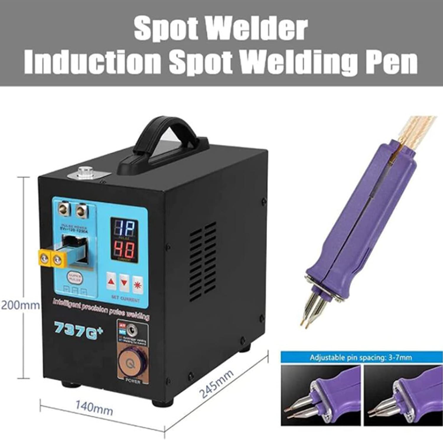 737G Pulse Battery Spot Welder – Portable Soldering Station for 18650 Lithium-Ion Battery Pack Welding, 110V-220V Dual Voltage with Wire-Controlled Foot Switch