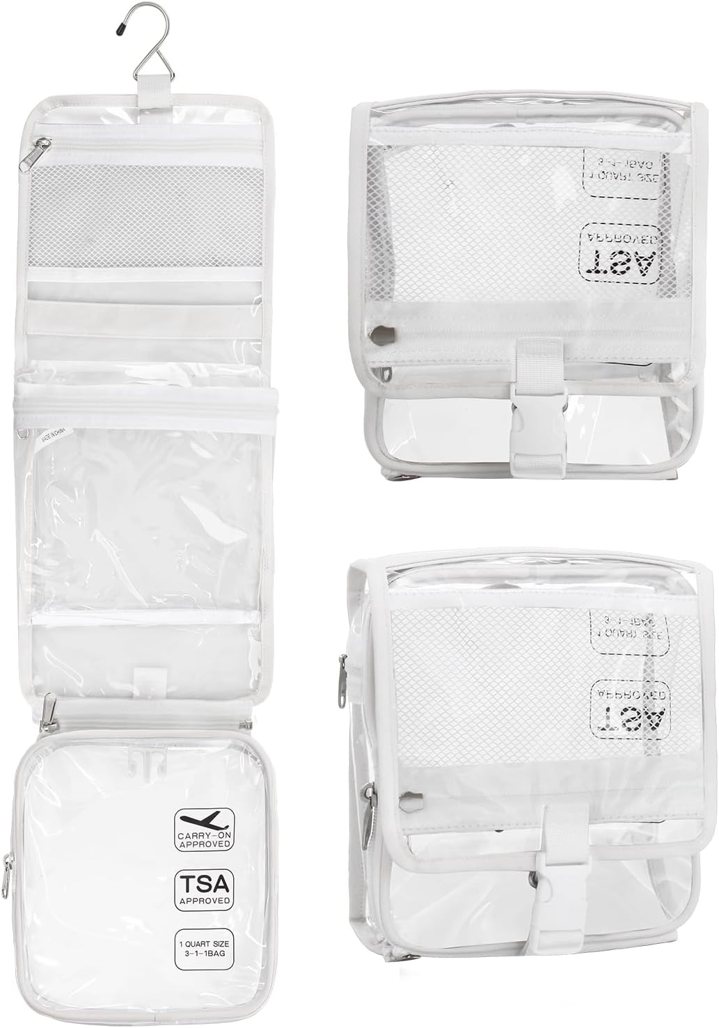 Hanging Toiletry Bag for Women Travel Makeup Bag Organizer Toiletries Bag for Travel Size Cosmetics with Detachable Clear TSA Approved Toiletry Bag