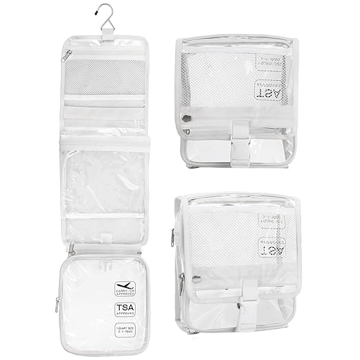 Hanging Toiletry Bag for Women Travel Makeup Bag Organizer Toiletries Bag for Travel Size Cosmetics with Detachable Clear TSA Approved Toiletry Bag