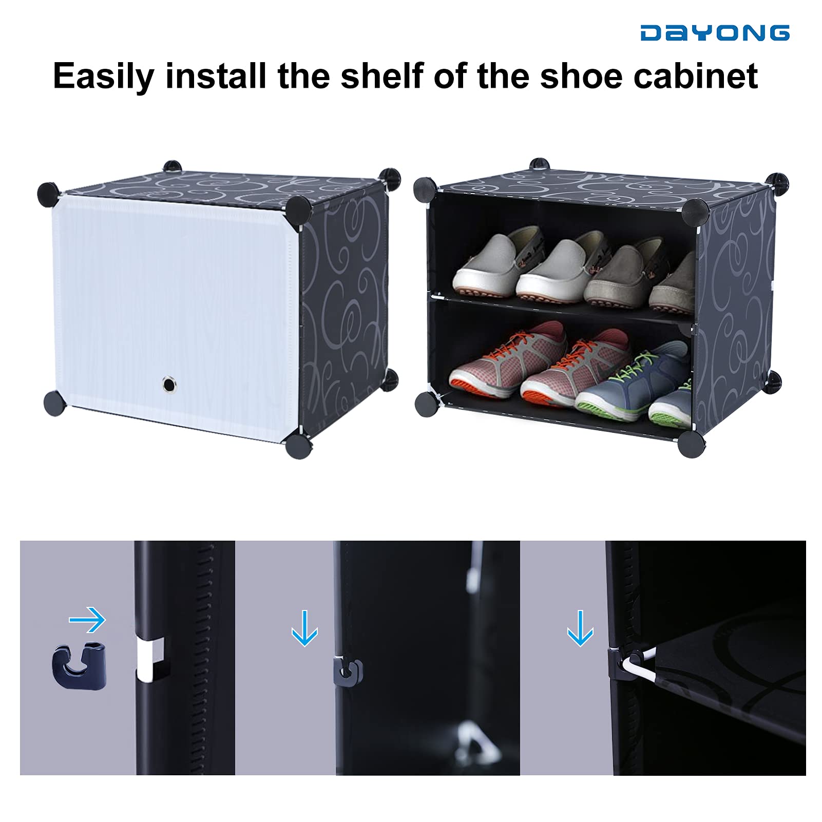 DAYONG DIY Portable Shoe Rack Organizer Tower,Modular Cube Storage