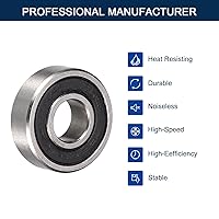 Vista 5 de R2-2RS Rodamientos de bolas de ranura profunda, ID 1/8" x DI 3/8" x Ancho 5/32" Rodamiento de bolas sellado de doble goma Pre-lubricado Acero cromo